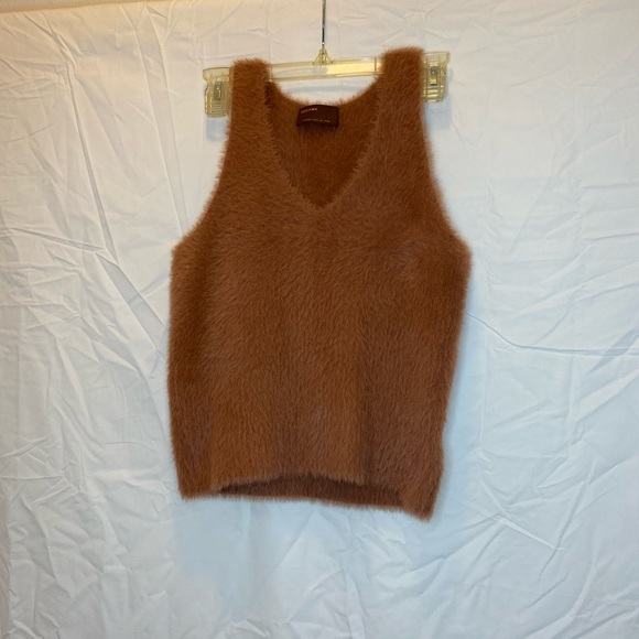 Kerisma Tops - Kerisma Brown/Dark Pink Fuzzy Tank Top